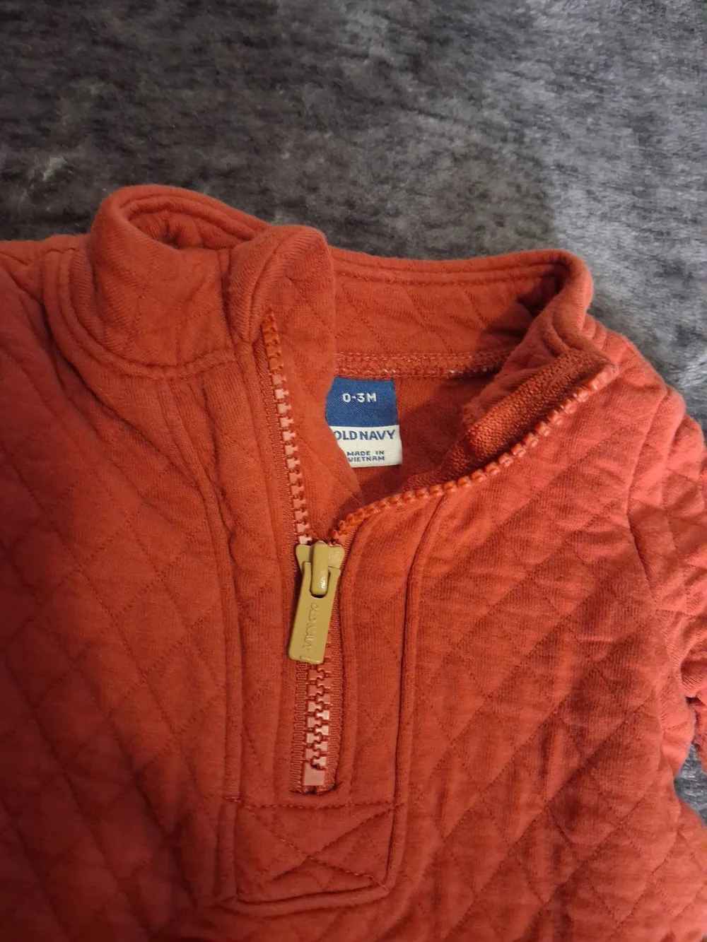 Old Navy Quilted Long-Sleeve One-Piece Rust Orange Baby 0-3